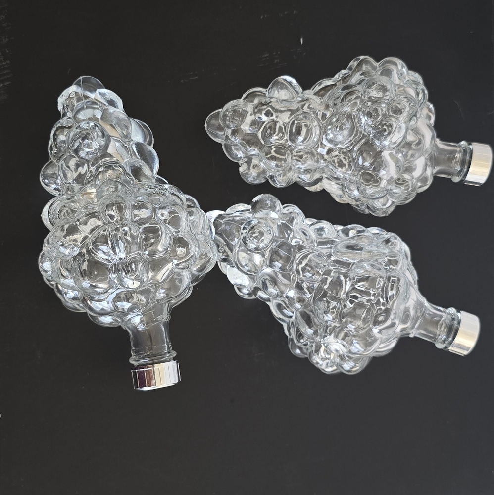 Grape Cluster Glass Bottles (Set Of 3) Made In France, approx. 6" Long
